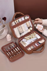 Black Checkered Multiple Compartments PU Leather Cosmetic Bag Makeup Bags JT's Designer Fashion