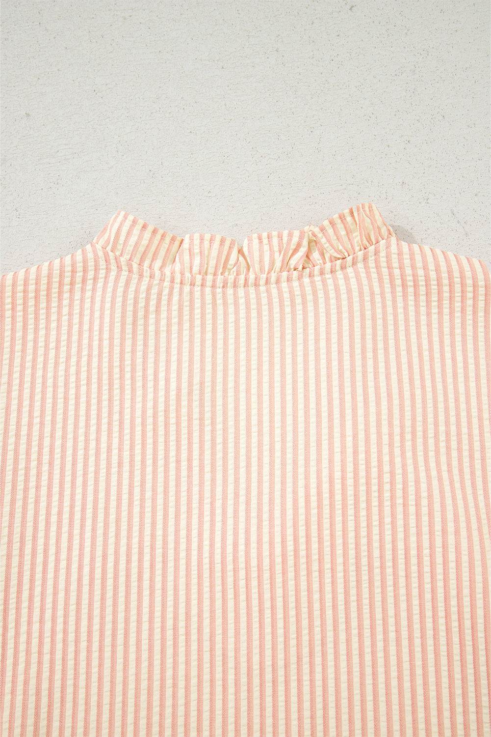 Pink Stripe Bow Knot Cuff Pearl Embellished Puff Sleeve V Neck Blouse Blouses & Shirts JT's Designer Fashion