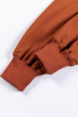 Chestnut V Neck Kangaroo Pocket Oversized Hoodie Sweatshirts & Hoodies JT's Designer Fashion