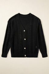 Black Open Knit Drop Shoulder Sweater Cardigan Cardigans JT's Designer Fashion