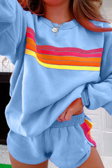 Beau Blue Accent Pullover and Shorts Two Piece Casual Set Short Sets JT's Designer Fashion