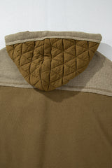 Jungle Green Quilted Textured Patchwork Loose Fit Hooded Jacket Jackets JT's Designer Fashion