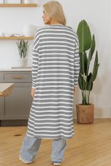 Black Stripe Print Open Front Duster Cardigan Cardigans JT's Designer Fashion