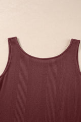 Red Dahlia Solid Color Ribbed Ruffle Tank Top and Pants Set Pant Sets JT's Designer Fashion