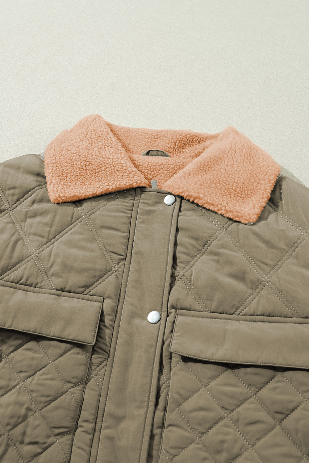 Jungle Green Teddy Collar Flap Pockets Quilted Puffer Jacket Jackets JT's Designer Fashion