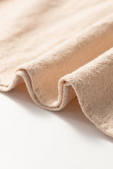 Jet Stream Linen Embroidery Split Neck Pom Pom Ruffle Sleeves Flowy Short Dress Mini Dresses JT's Designer Fashion