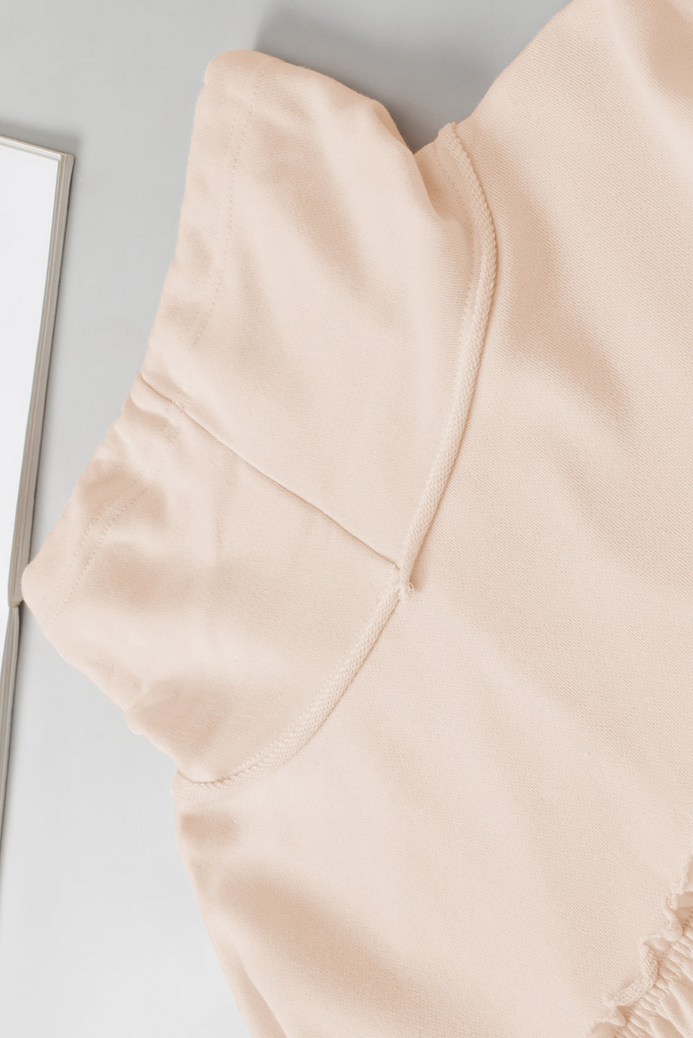 Beige Frill Exposed Seam Cowl Neck Oversized Sweatshirt Sweatshirts & Hoodies JT's Designer Fashion