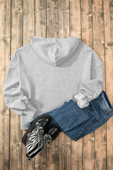 Light Grey Fleece Lined Half Zipper Kangaroo Pockets Loose Hoodie Sweatshirts & Hoodies JT's Designer Fashion