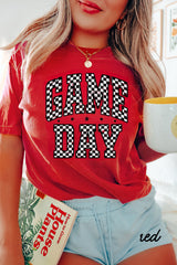Red Checkered Game Day Graphic T Shirt Graphic Tees JT's Designer Fashion