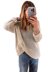Smoke Gray Crochet Hollow-out Jumper Top Sweater Sweaters JT's Designer Fashion