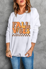 Beige FALL VIBES Graphic Drop Shoulder Sweatshirt Graphic Sweatshirts JT's Designer Fashion