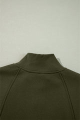 Jungle Green Zipped Neck Pullover Drop Shoulder Sweatshirt Sweatshirts & Hoodies JT's Designer Fashion