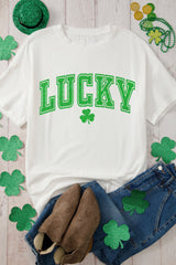 White Lucky Graphic St. Patricks Tee Graphic Tees JT's Designer Fashion