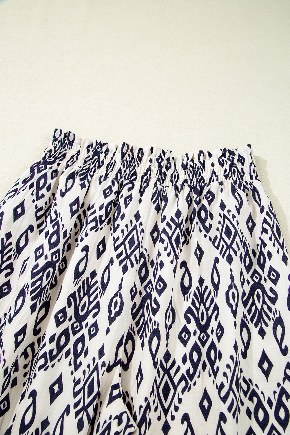 Blue Boho Pattern Print High Waist Wide Leg Loose Pants Pants & Culotte JT's Designer Fashion