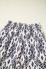 Blue Boho Pattern Print High Waist Wide Leg Loose Pants Pants & Culotte JT's Designer Fashion