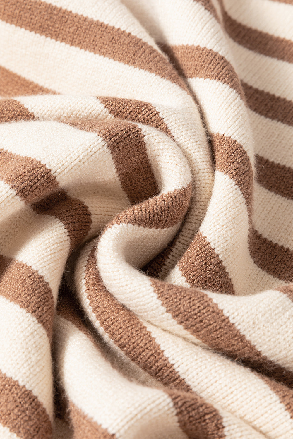 Brown Stripe Colorblock Bishop Sleeve Turtleneck Sweater Sweaters JT's Designer Fashion