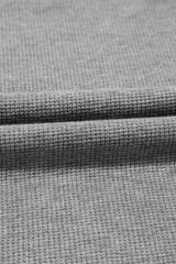Gray Waffle knit Bishop Sleeve Split Oversized Top Long Sleeve Tops JT's Designer Fashion