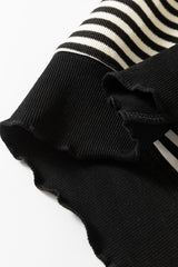 Black Stripe Loose Drop Shoulder Long Sleeve Top Long Sleeve Tops JT's Designer Fashion