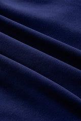 Navy Blue Solid Fleece Lined Drop Shoulder High Low Sweatshirt Sweatshirts & Hoodies JT's Designer Fashion