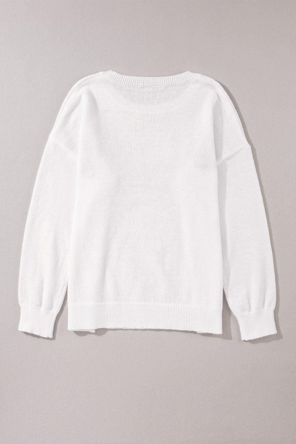 White Holly Jolly Round Neck Casual Sweater Sweaters JT's Designer Fashion