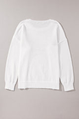 White Holly Jolly Round Neck Casual Sweater Sweaters JT's Designer Fashion