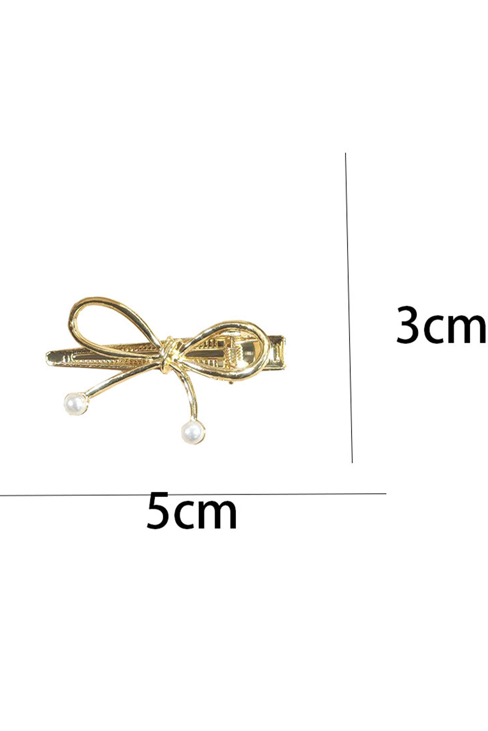 Gold Bow Knot Pearl Decor Plated Alloy Hair Clip Headwear JT's Designer Fashion