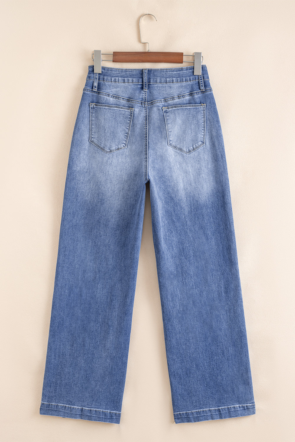 Beau Blue Tailored Center Seam Detail Straight Loose High Rise Jeans Jeans JT's Designer Fashion