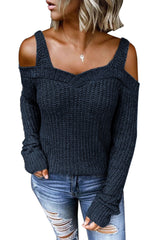 Dark Blue Dew Shoulder Juliette Knitted Sweater Sweaters & Cardigans JT's Designer Fashion
