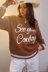 Coffee See You Cowboy Embroidered Western Graphic Sweater Sweaters JT's Designer Fashion