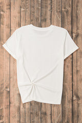 White Crawfish Bow Printed Casual T Shirt Graphic Tees JT's Designer Fashion