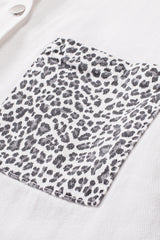 White Contrast Leopard Denim Jacket Denim Jackets JT's Designer Fashion