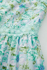 Green Floral Lace Tied Strap Empire Waist Maxi Dress Floral Dresses JT's Designer Fashion