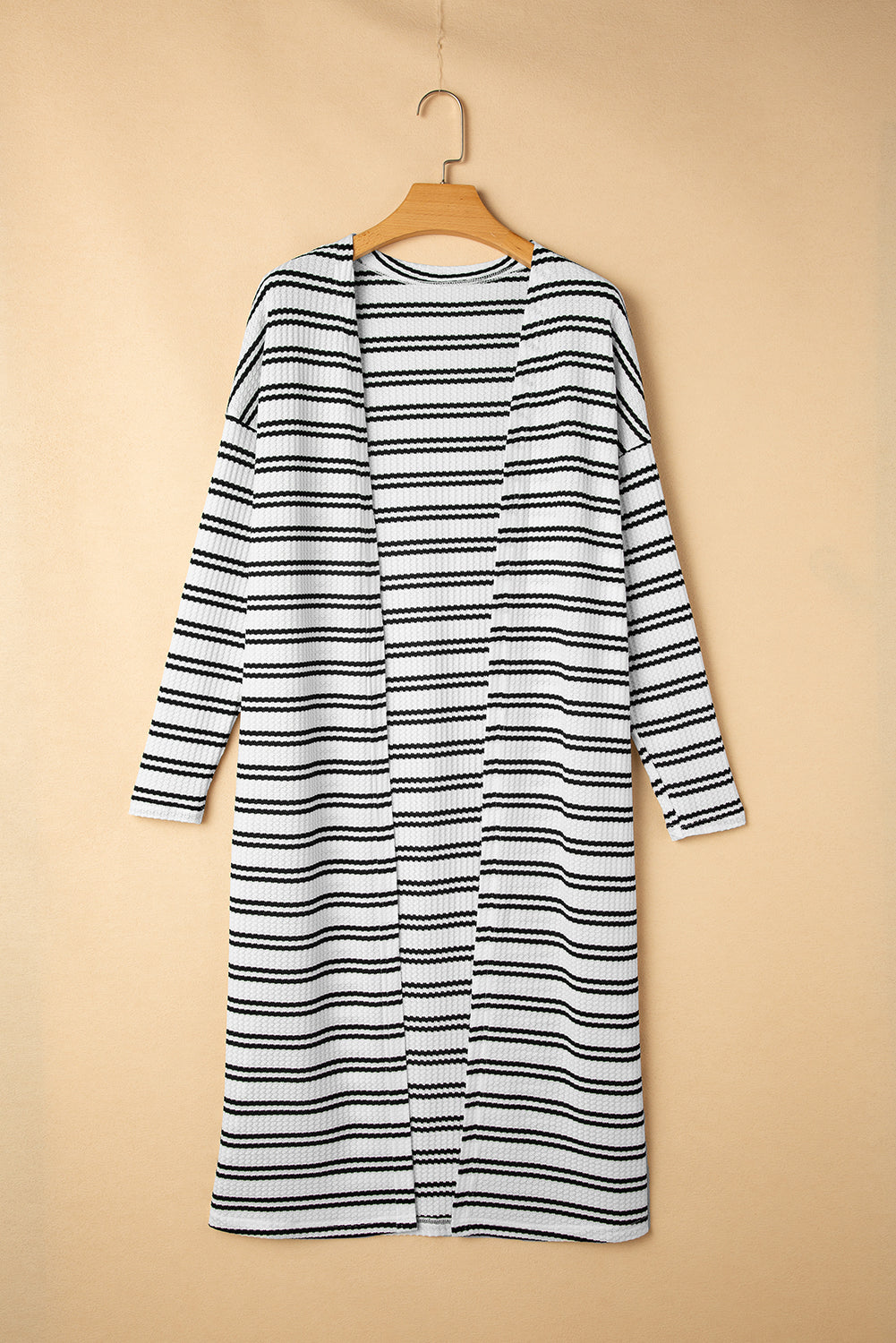 Black Stripe Print Open Front Duster Cardigan Cardigans JT's Designer Fashion