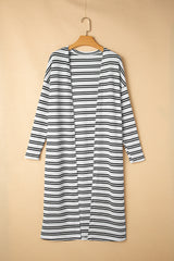 Black Stripe Print Open Front Duster Cardigan Cardigans JT's Designer Fashion