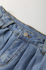 Ashleigh Blue Washed Pleated Detail Wide Leg Jeans Jeans JT's Designer Fashion