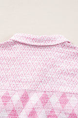 Delicacy Geometric Print Textured Flap Detail Shacket with Pocket Jackets JT's Designer Fashion