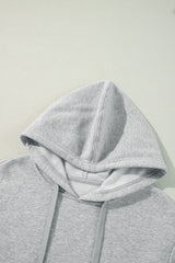 Light Grey Solid Color Fleece Lined Drawstring Hoodie with Pocket Sweatshirts & Hoodies JT's Designer Fashion