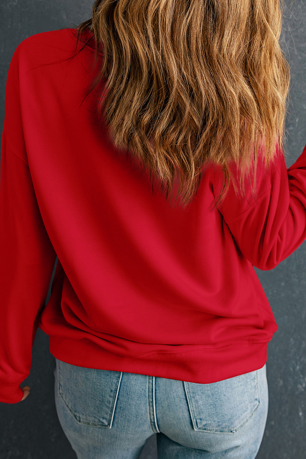 Racing Red Bow Pattern Drop Shoulder Plus Size Sweatshirt Graphic Plus Size JT's Designer Fashion