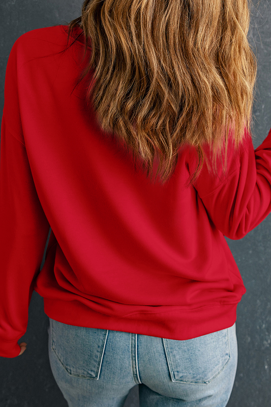Racing Red Bow Pattern Drop Shoulder Plus Size Sweatshirt Graphic Plus Size JT's Designer Fashion