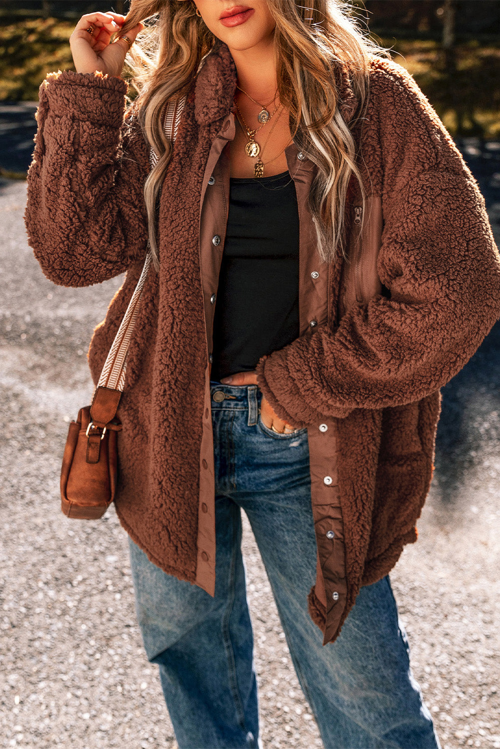 Red Clay Faux Shearling Teddy Bear Jacket Red Clay 100%Polyester Jackets JT's Designer Fashion