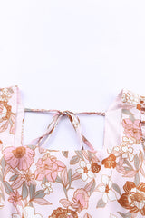 White Floral Print Bow Knot Backless Square Neck Mini Dress Floral Dresses JT's Designer Fashion