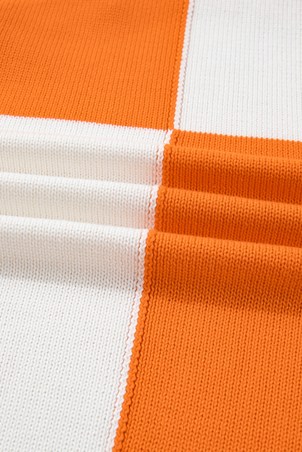 Orange Checkered Bubble Sleeve Drop Shoulder Open Cardigan Plus Size Sweaters & Cardigans JT's Designer Fashion