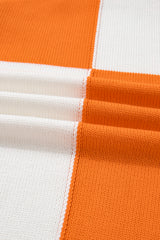 Orange Checkered Bubble Sleeve Drop Shoulder Open Cardigan Plus Size Sweaters & Cardigans JT's Designer Fashion
