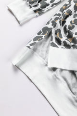 White Printed Solid Trim Leopard Print Top Long Sleeve Tops JT's Designer Fashion