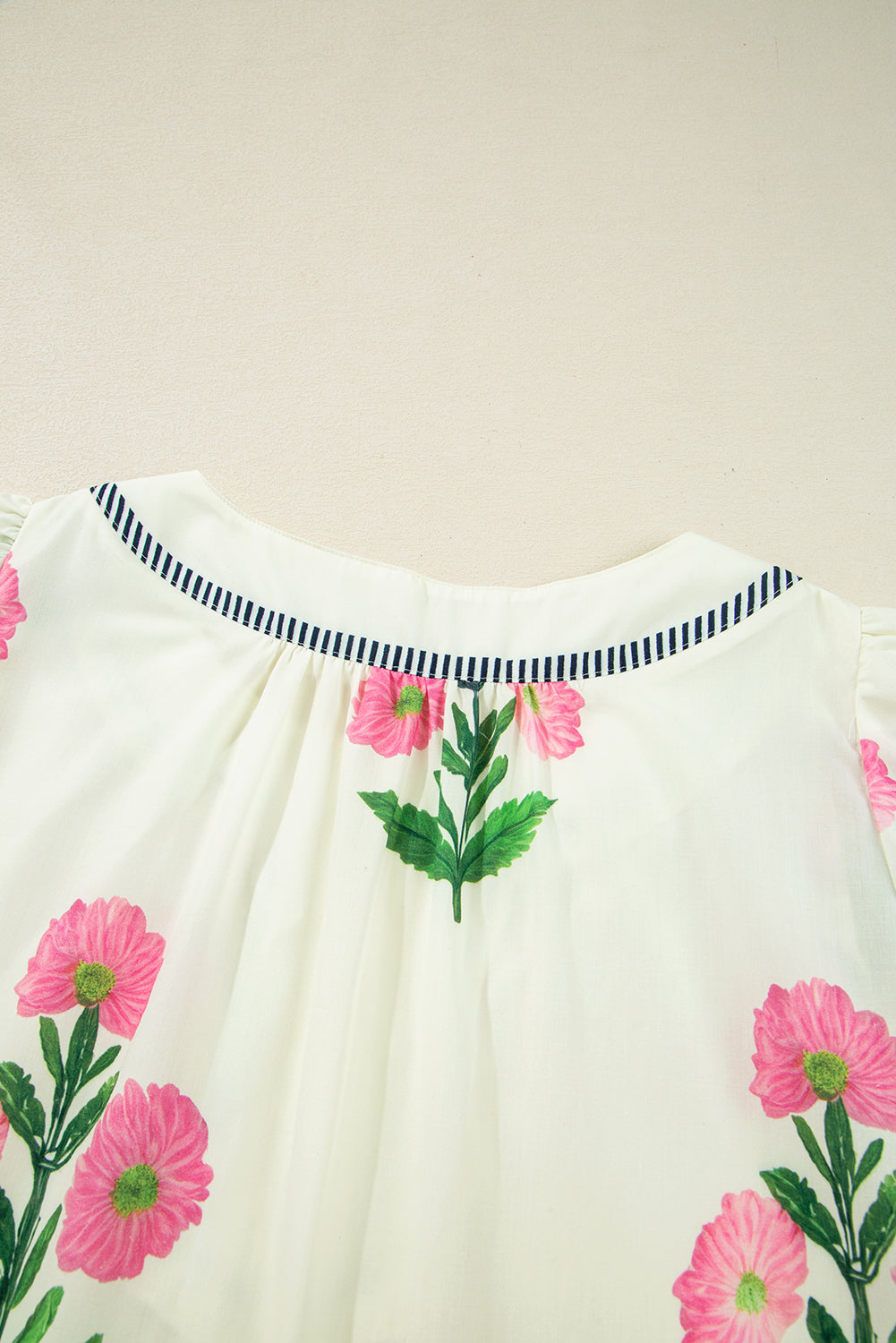 Apricot Floral Short Sleeve Split Neck Loose Mini Dress Floral Dresses JT's Designer Fashion