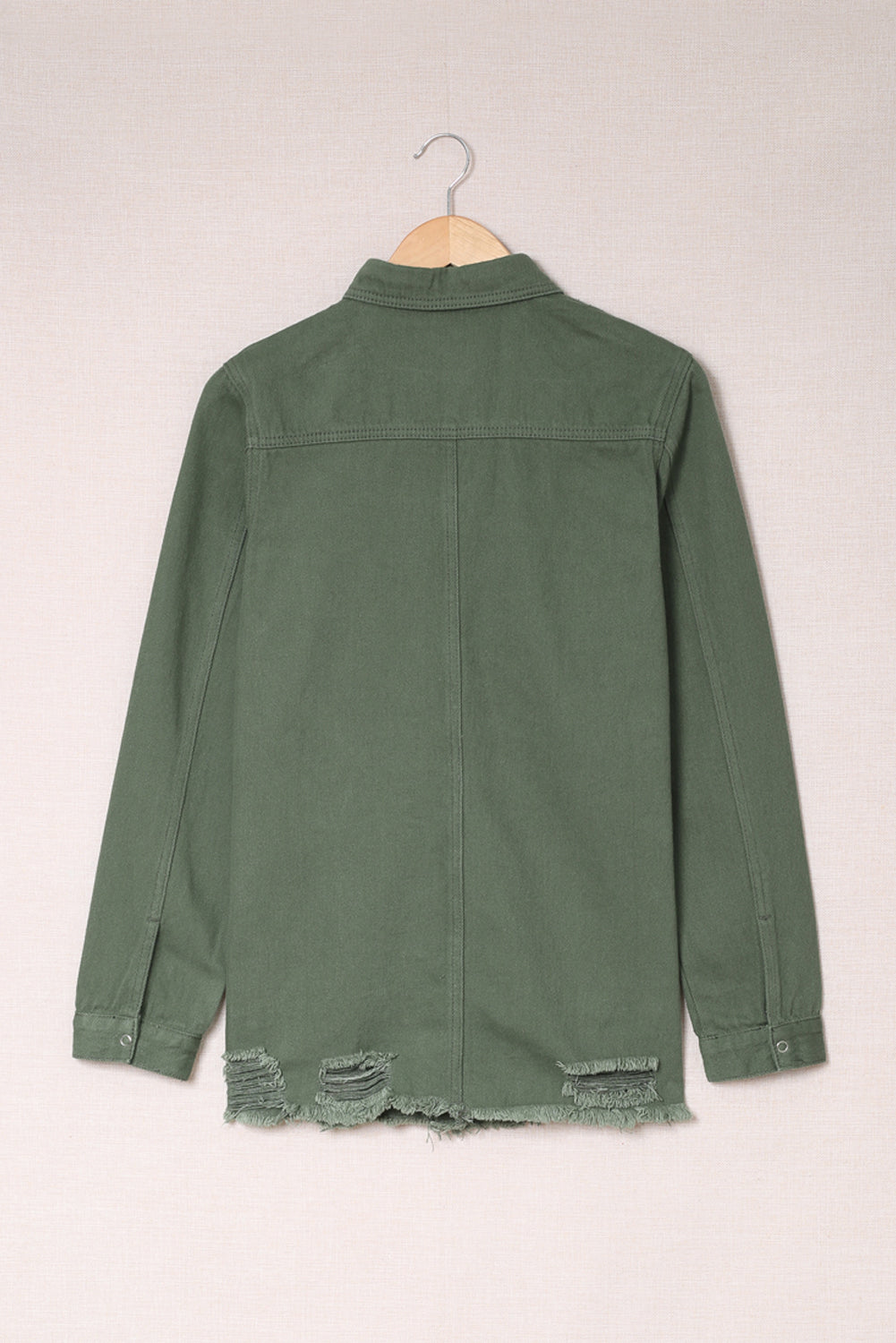 Green Ripped Denim Jacket Denim Jackets JT's Designer Fashion
