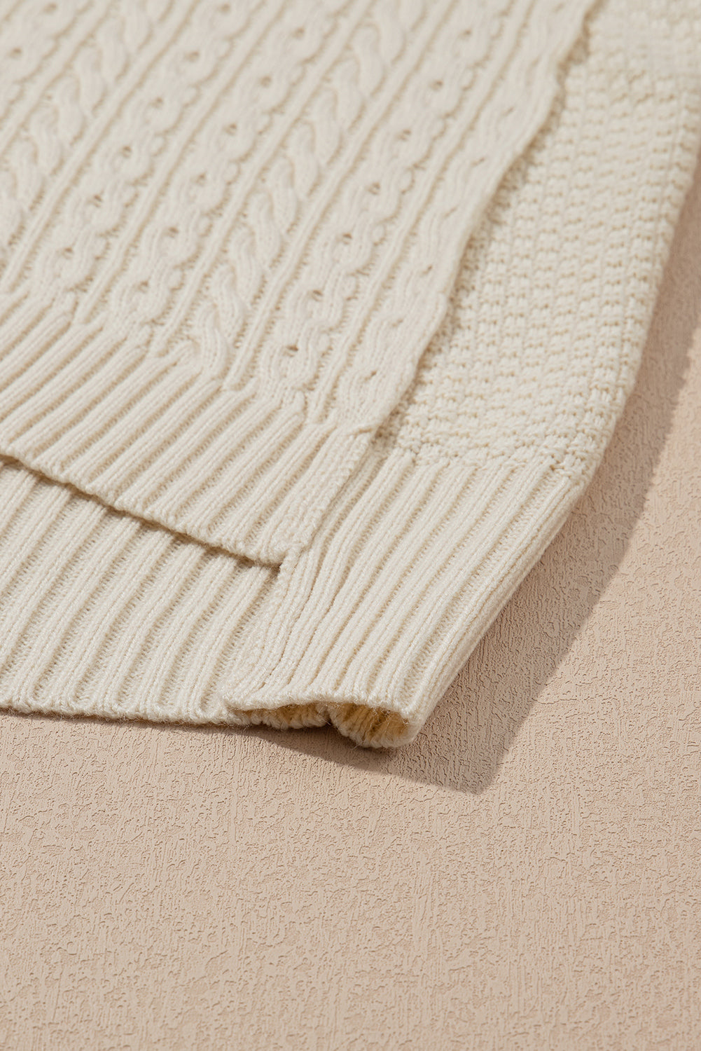 White Cable Knit Texture Uneven Hem Hooded Chic Cardigan Cardigans JT's Designer Fashion
