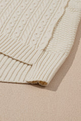 White Cable Knit Texture Uneven Hem Hooded Chic Cardigan Cardigans JT's Designer Fashion