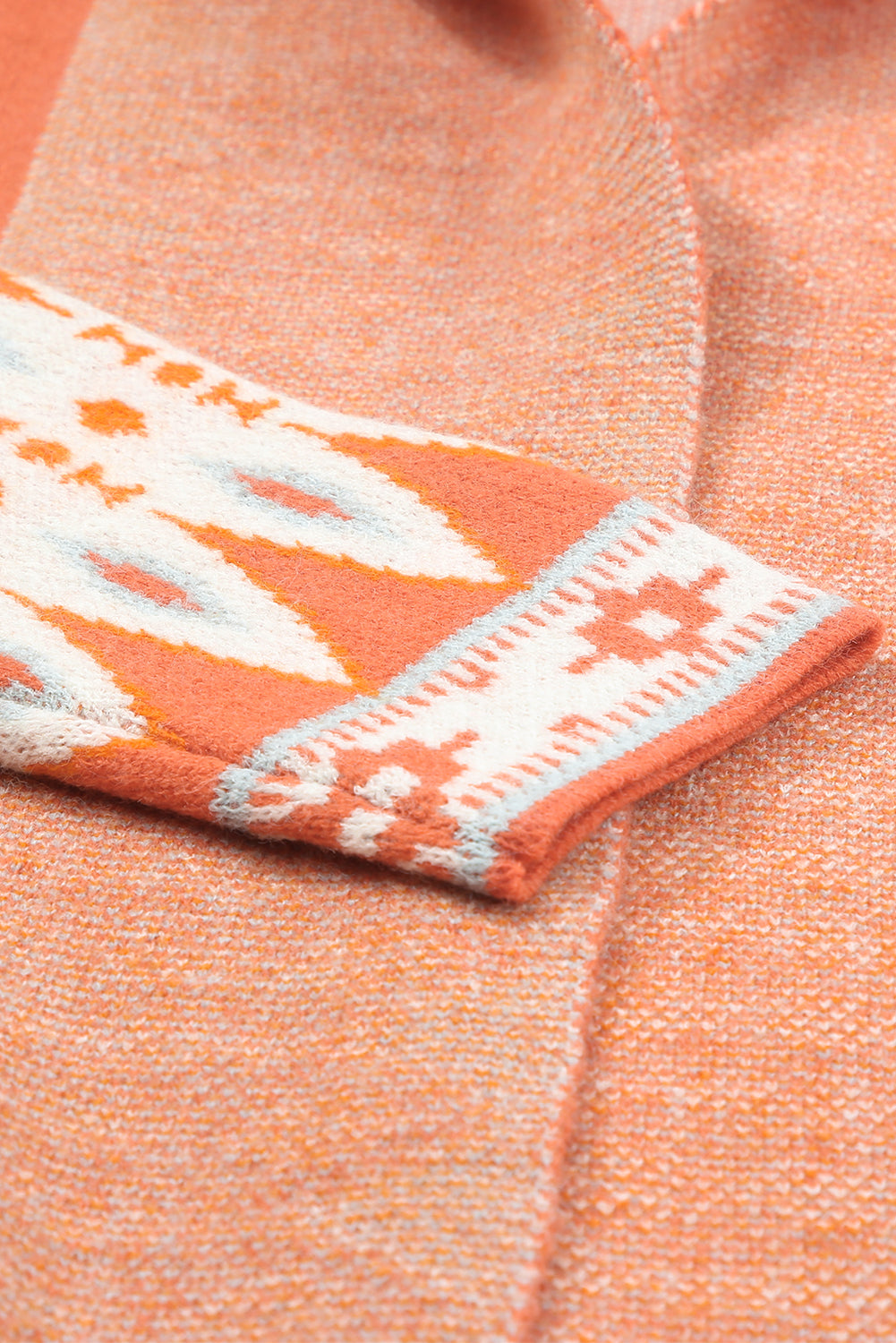 Orange Printed Aztec Print Open Front Knitted Cardigan Sweaters & Cardigans JT's Designer Fashion