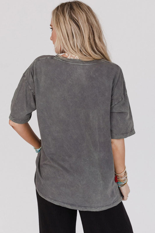 Dark Grey Kindness Butterflies Graphic Mineral Wash Loose Tee Graphic Tees JT's Designer Fashion